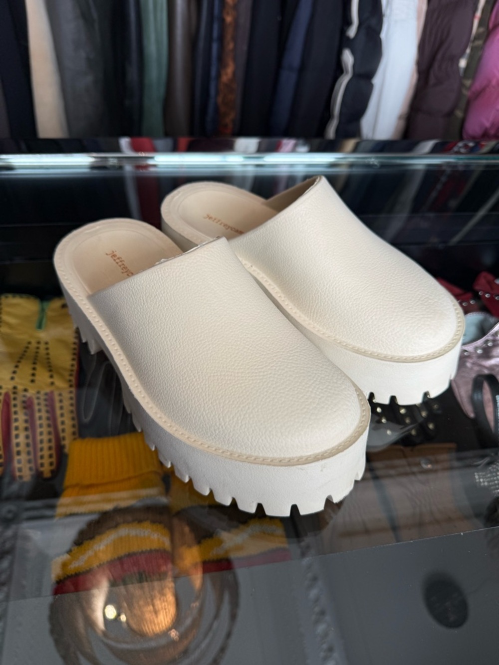 Jeffrey Campbell Cream Platform Mule Clogs
